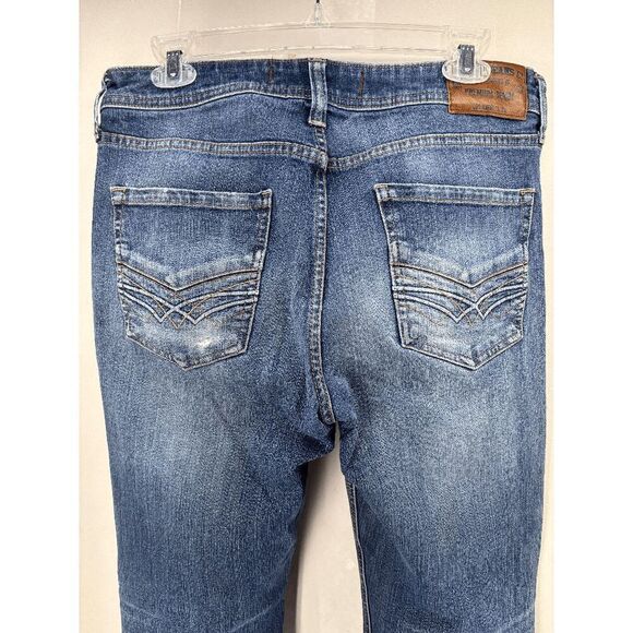 Seven 7 Jeans Mens 34x30 Blue Denim Slim Straight Distressed Medium Wash Preppy - Picture 6 of 8